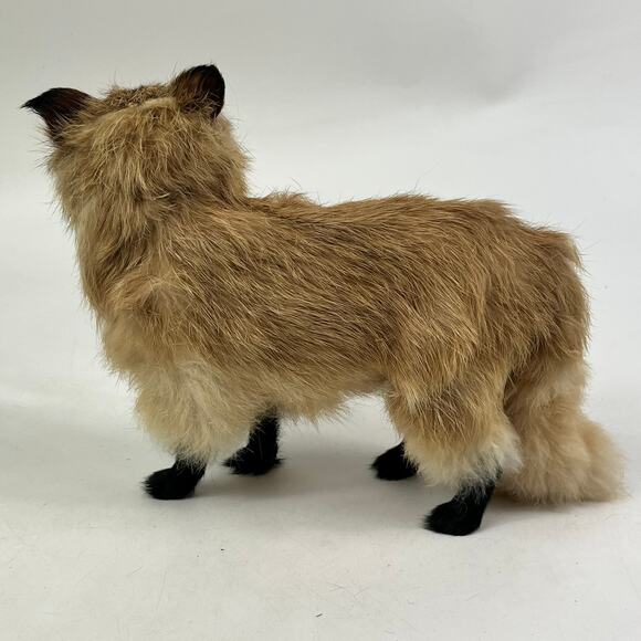 Realistic Fox Fur Covered Animal Figurine Woodland Decor Standing Fox Figure - Picture 3 of 14